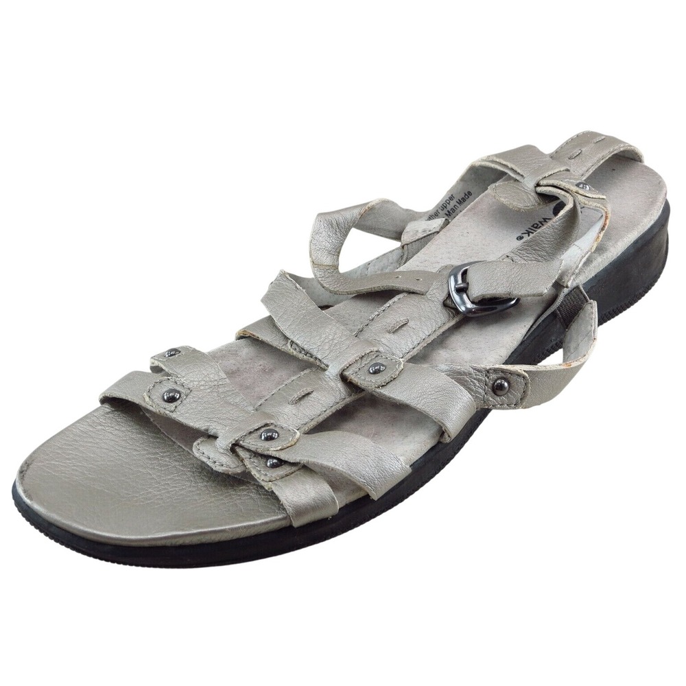 Soft Walk Gladiator Silver Leather Women Sandal Shoes Sz 11 N